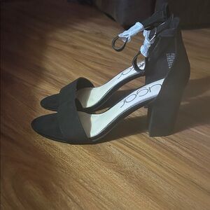 Sugar Black Ankle Strap Heels